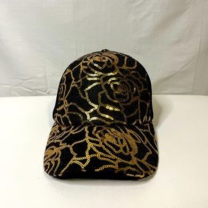 Black with gold sequins trucker style hat